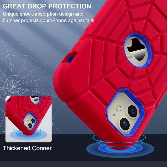 Grifobes Case for iPhone 11/ iPhone XR 6.1 inch, Thick Silicone 3-in-1 Heavy Duty Shockproof Rugged Protective i Phone 6.1" Rubber Cover (Red+Blue) - Image 4