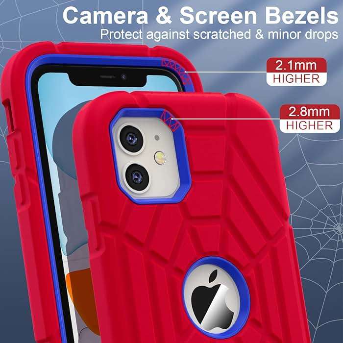 Grifobes Case for iPhone 11/ iPhone XR 6.1 inch, Thick Silicone 3-in-1 Heavy Duty Shockproof Rugged Protective i Phone 6.1" Rubber Cover (Red+Blue) - Image 5