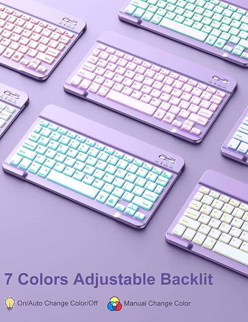 Hamile for iPad 9th Generation Case with Keyboard 10.2 Inch - Backlit Wireless Detachable Folio Keyboard Cover with Pencil Holder for iPad 8th Gen/7th Gen/iPad Pro 10.5"/iPad Air 3rd Gen (Purple) - Image 4