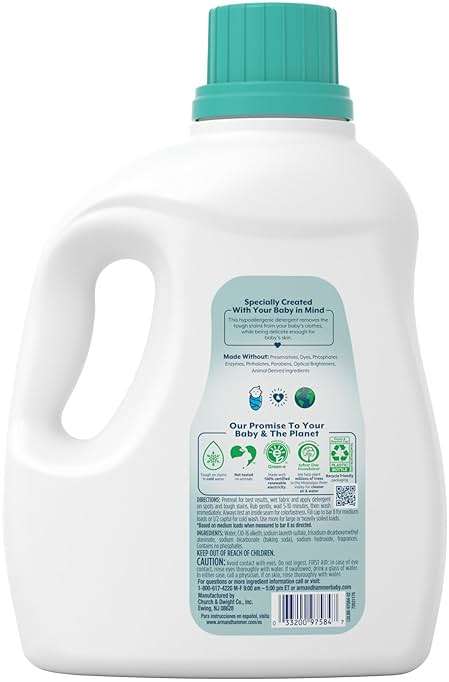ARM & HAMMER Baby, 77 Loads Hypoallergenic Liquid Laundry Detergent, 100.5 fl oz - Image 10