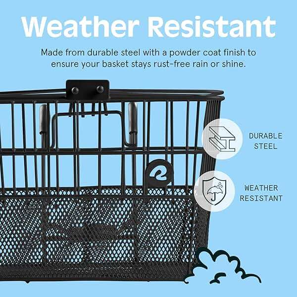 Retrospec Apollo Detachable Front Bike Basket Steel Half-Mesh with Integrated Detachable Hooks and Built-In Handle, Easy Assembly and Portability for Bicycles - Image 5