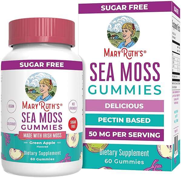 MARYRUTH'S Organics Gummies Sugar Free Made with Irish Sea Moss for Gut Health and Immune Support Formulated for Adults and Kids Ages 4+ Vegan Non-GMO Gluten Free | 60 Count - Image 1