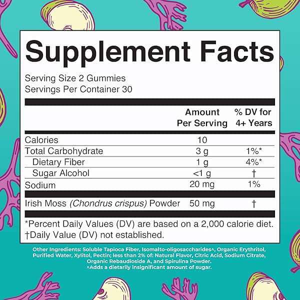MARYRUTH'S Organics Gummies Sugar Free Made with Irish Sea Moss for Gut Health and Immune Support Formulated for Adults and Kids Ages 4+ Vegan Non-GMO Gluten Free | 60 Count - Image 2