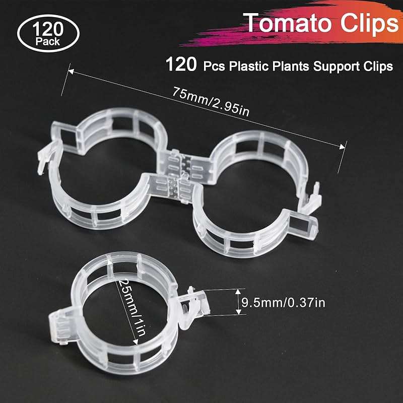 120 Pack Tomato Clips for Climbing Plants - Plant Support Clips, Garden Clips & Tomato Trellis Accessories | Plastic Plant Clips for Vertical Gardening, Cucumbers, Orchids, Vegetables - Image 2