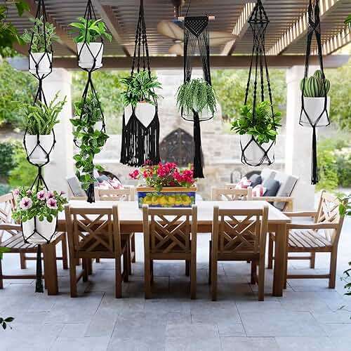 SFENNGPET Macrame Plant Hangers, 6Pack Hanging Planters for Indoor Plants w/ 6 Set Hangers Kit Handmade Macromay Plant Hangers Indoor Flower Pots Holder Stand for Boho Home Décor (POTS NOT Included) - Image 2