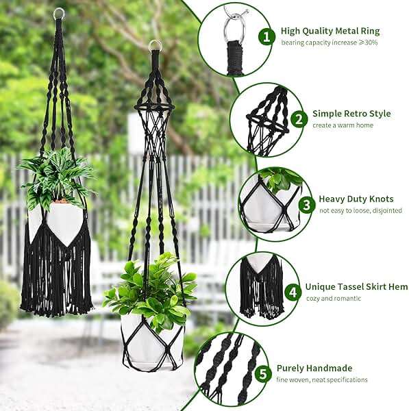 SFENNGPET Macrame Plant Hangers, 6Pack Hanging Planters for Indoor Plants w/ 6 Set Hangers Kit Handmade Macromay Plant Hangers Indoor Flower Pots Holder Stand for Boho Home Décor (POTS NOT Included) - Image 3