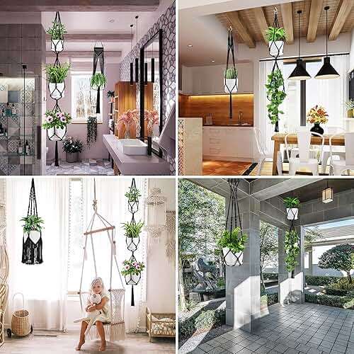 SFENNGPET Macrame Plant Hangers, 6Pack Hanging Planters for Indoor Plants w/ 6 Set Hangers Kit Handmade Macromay Plant Hangers Indoor Flower Pots Holder Stand for Boho Home Décor (POTS NOT Included) - Image 4