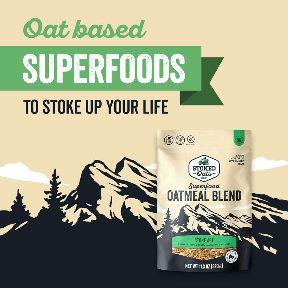 Stoked Oats - Stone Age High Protein, Low Sugar Breakfast - Gluten Free, High Fiber, Non GMO Oatmeal - Perfect for overnight oats (11.3oz) - Image 5