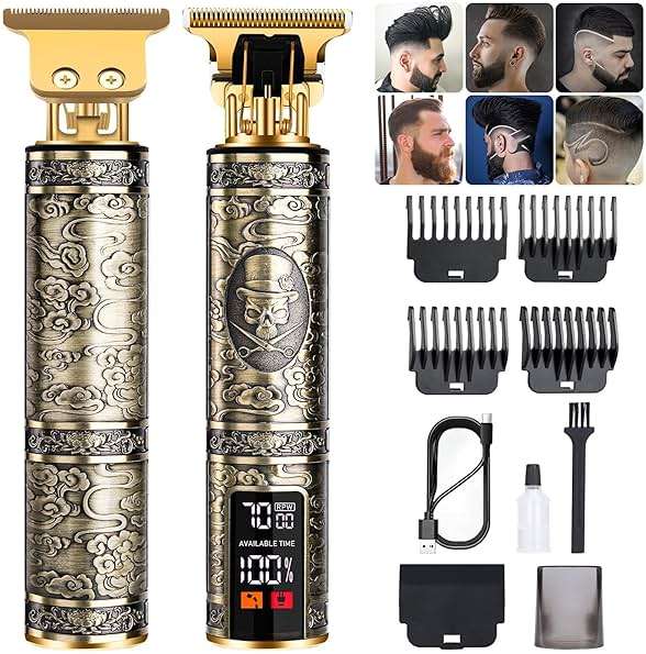 candyfouse Professional Beard Trimmer for Men, Hair Clippers with 4 Limit Combs, Cordless Rechargeable with LCD Display, Approaching Zero Gapped Cutting Grooming Kit - Image 1