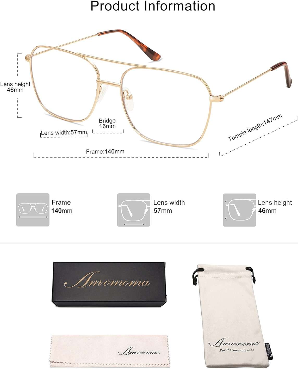 AMOMOMA Retro Reading Glasses for Women Men Aviator Square Blue Light Computer Womens Reader 1.50 2.00 AM6076 - Image 5