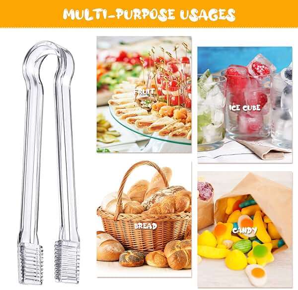 Nuogo 48 Pcs Plastic Buffet Serving Tongs 6.3 Inch One-off Clear Kitchen Tongs Mini Serving Utensils for Food Ice Salad Buffet Barbecue Cookies Tea Coffee Appetizers Party Supplies - Image 4