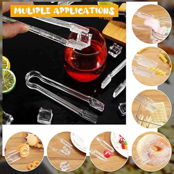 Nuogo 48 Pcs Plastic Buffet Serving Tongs 6.3 Inch One-off Clear Kitchen Tongs Mini Serving Utensils for Food Ice Salad Buffet Barbecue Cookies Tea Coffee Appetizers Party Supplies - Image 6