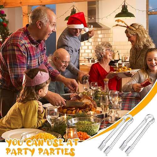 Nuogo 48 Pcs Plastic Buffet Serving Tongs 6.3 Inch One-off Clear Kitchen Tongs Mini Serving Utensils for Food Ice Salad Buffet Barbecue Cookies Tea Coffee Appetizers Party Supplies - Image 7