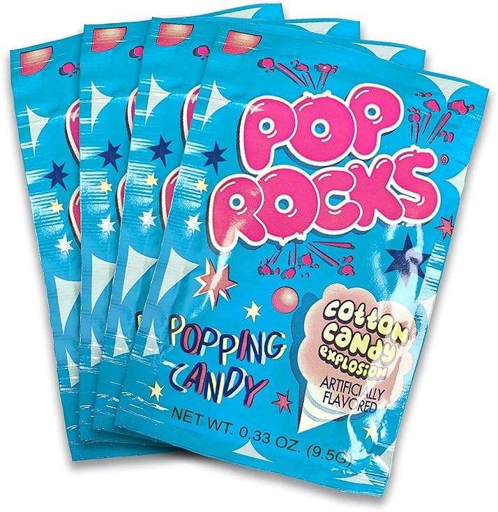 UpTop Treats Cotton Candy POP ROCKS Candy | Includes 4 Individual Packs of Cotton Candy Flavored Mini Rock Popping Candies - Image 1