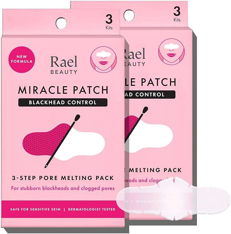 Rael Blackhead Remover, Miracle Patch Melting Pack, Nose Strips for Blackheads, Pore Cleansing and Soothing Sheets, 3 Step Kit, Sebum Removing Cotton Swabs - Image 1