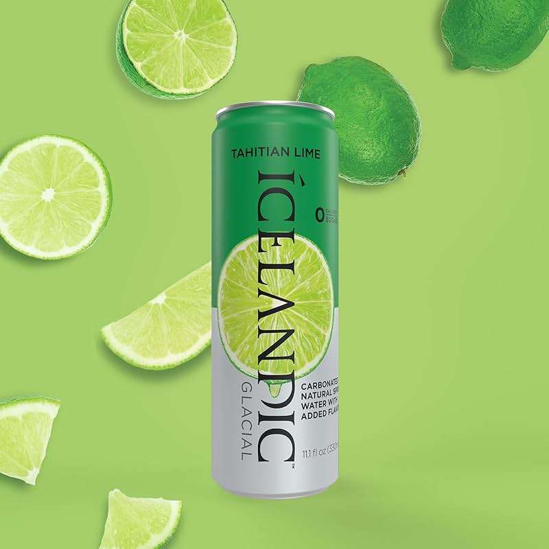 Icelandic Glacial Sparkling Water, Tahitian Lime, 330 ml / 11.1 Fl Oz Cans (Pack of 10) - Image 2
