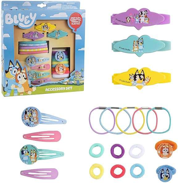 Luv Her Bluey Girls 20 Piece Accessory Set with 3 Barrettes, 4 Snap Hair Clips, 5 Elastics and 8 Terry Ponies- Ages 3+ - Image 6