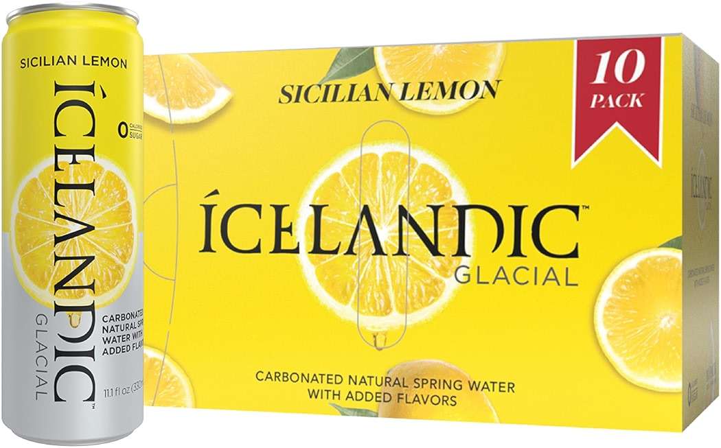 Icelandic Glacial Sparkling Water, Sicilian Lemon, 330 ml / 11.1 Fl Oz Cans (Pack of 10) - Image 1