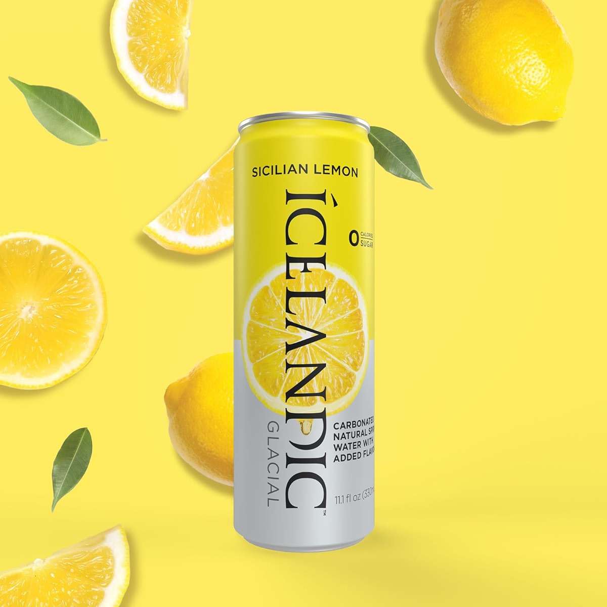 Icelandic Glacial Sparkling Water, Sicilian Lemon, 330 ml / 11.1 Fl Oz Cans (Pack of 10) - Image 2