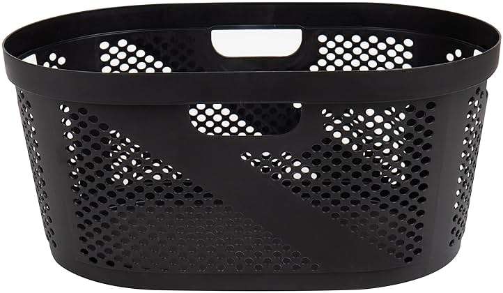 Mind Reader 40L Ventilated Laundry Baskets, Lightweight Clothes Hamper with Cutout Handles for Bathrooms and Closets, Plastic, Set of 2, Black - Image 7