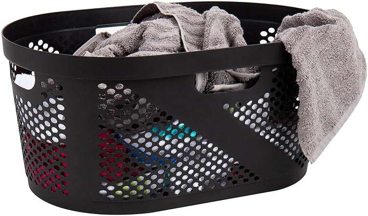 Mind Reader 40L Ventilated Laundry Baskets, Lightweight Clothes Hamper with Cutout Handles for Bathrooms and Closets, Plastic, Set of 2, Black - Image 8