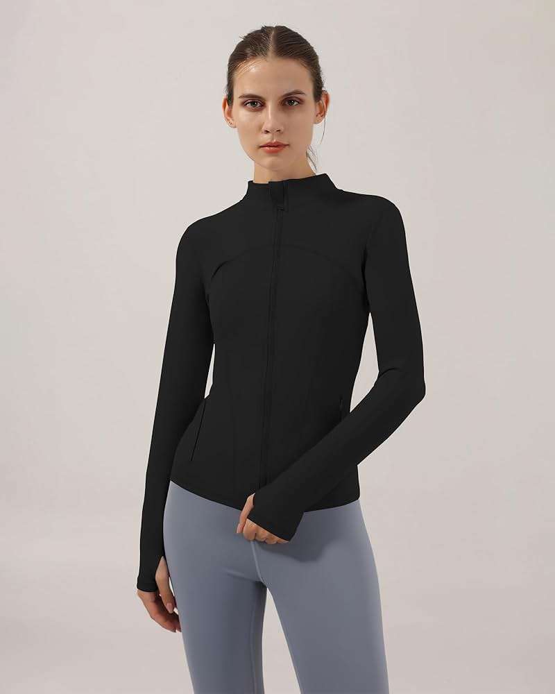 Locachy Women's Slim Fit Full Zip Athletic Running Sports Workout Jacket with Thumb Holes - Image 4