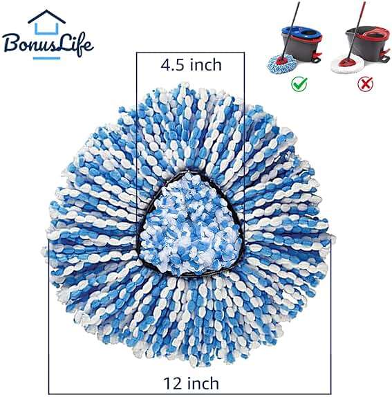 4 Pack Mop Head and 1 Pack Head Base Part for O-Ceda RinseClean Spin Mop Refill 2-Tank System Only Easy Cleaning Microfiber Replacement - Image 3