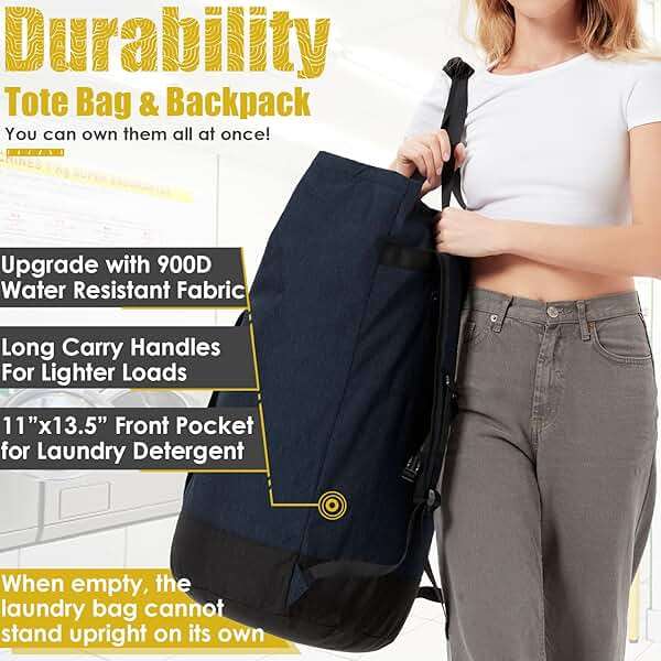 Laundry Bag for College, 115L Heavy Duty Laundry Backpack with Shoulder Straps, Large Dirty Clothes Bag for Dorm, Apartment and Laundromat, Laundry Duffle Bag for Travel, Beach, Camping, oyster grey - Image 3