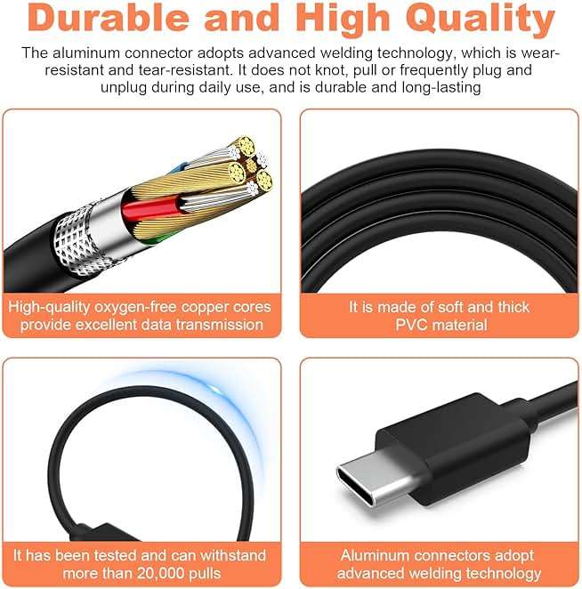 USB Type C Charging Cable for TOZO T20, T18, T12, T12 Pro, T10, T9, NC9, NC7, NC2, X1, A1, A2, A3, NC9 Pro, W3, for Beats Studio Buds, Solo Buds, for JBL Charge 6, 5, 4, Flip 7, 6, 5, Pulse 5, 4 - Image 5