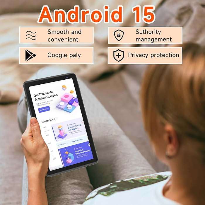 BYANDBY Tablet 7 inch Android 15.0 Tablet, 8GB+32GB ROM （1TB Expand）, Quad-Core, WiFi, GMS, Dual Camera, Educational, Games （Black） - Image 5