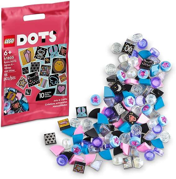 LEGO DOTS Extra DOTS Series 8 – Glitter and Shine 41803, Tiles Set for Bracelets, Message Boards, Room Décor, Bag Tags, Kids Arts and Crafts Kit - Image 1