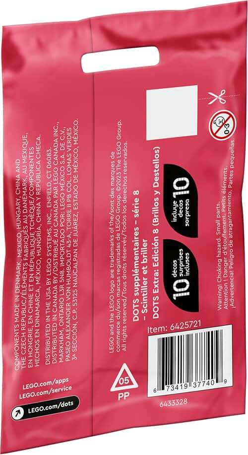 LEGO DOTS Extra DOTS Series 8 – Glitter and Shine 41803, Tiles Set for Bracelets, Message Boards, Room Décor, Bag Tags, Kids Arts and Crafts Kit - Image 5