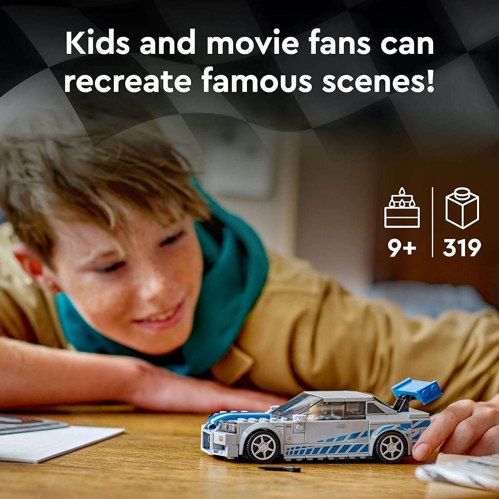 LEGO Speed Champions 2 Fast 2 Furious Nissan Skyline GT-R (R34), Race Car Toy Model Building Kit, Collectible with Racer Minifigure, 2023 Set for Kids, Boys and Girls Ages 9 and Up 76917 - Image 3