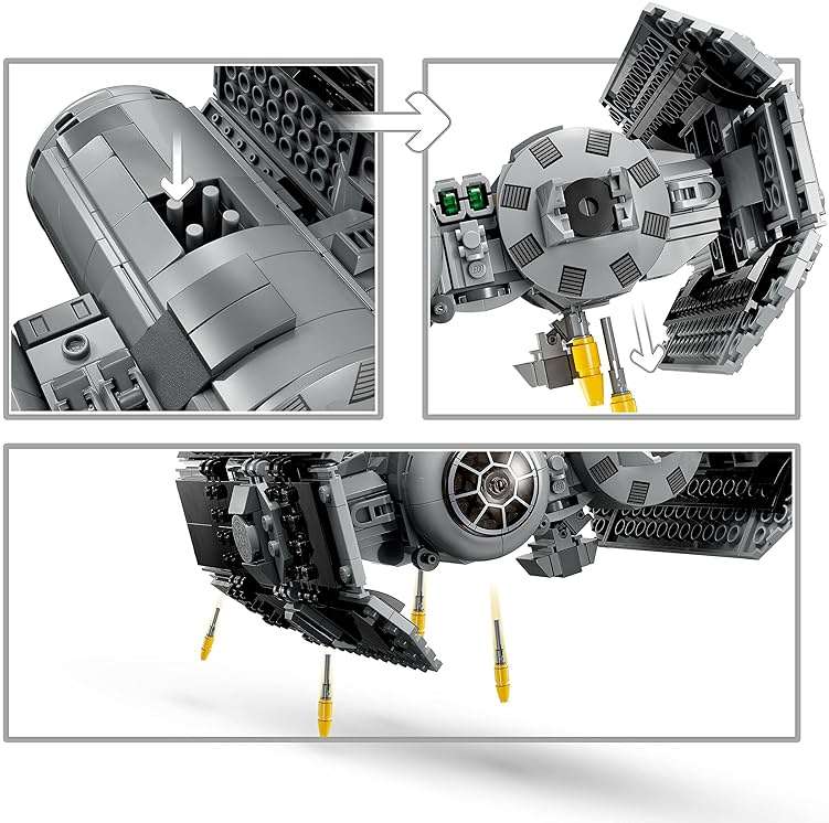 LEGO Star Wars TIE Bomber Model Building Kit, Star Wars Toy Starfighter with Gonk Droid Figure, Darth Vader Minifigure and Lightsaber, Collectible Star Wars Gift for 9 Year Olds, 75347 - Image 3