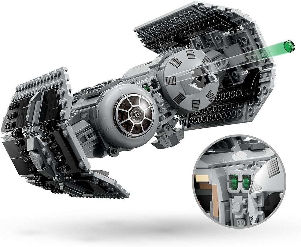LEGO Star Wars TIE Bomber Model Building Kit, Star Wars Toy Starfighter with Gonk Droid Figure, Darth Vader Minifigure and Lightsaber, Collectible Star Wars Gift for 9 Year Olds, 75347 - Image 4