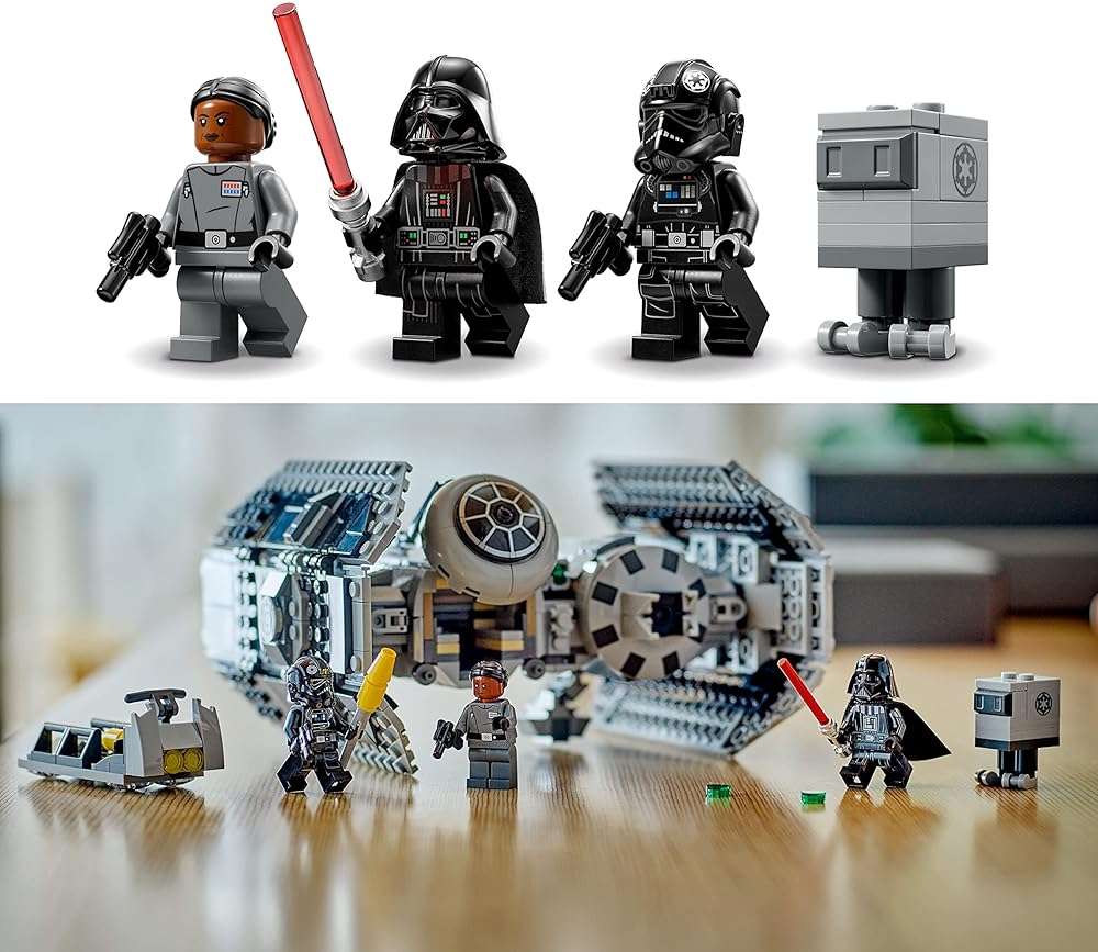 LEGO Star Wars TIE Bomber Model Building Kit, Star Wars Toy Starfighter with Gonk Droid Figure, Darth Vader Minifigure and Lightsaber, Collectible Star Wars Gift for 9 Year Olds, 75347 - Image 5