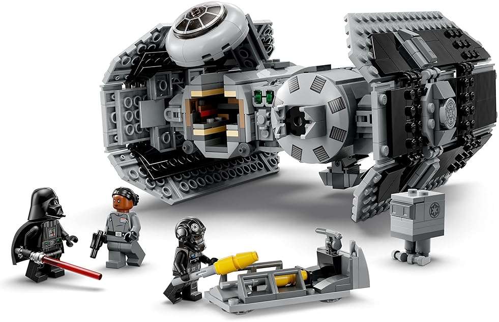 LEGO Star Wars TIE Bomber Model Building Kit, Star Wars Toy Starfighter with Gonk Droid Figure, Darth Vader Minifigure and Lightsaber, Collectible Star Wars Gift for 9 Year Olds, 75347 - Image 6