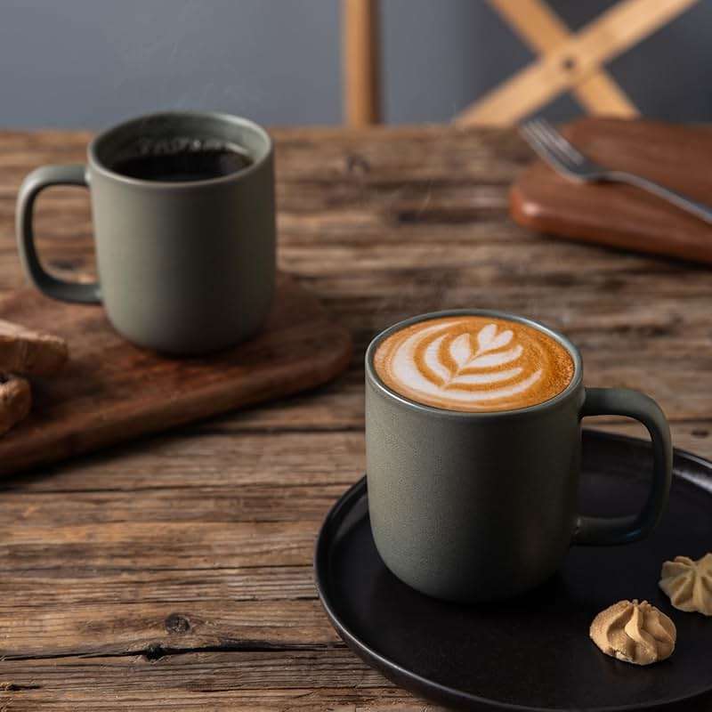 AmorArc 14oz Coffee Mugs Set of 6, Ceramic Coffee Mugs with Large Handle & Wavy Rim for Latte/Hot Cocoa/Tea, Stylish Coffee Mugs for Men Women. Oven,Dishwasher&Microwave Safe, Reactive Glaze - Image 6