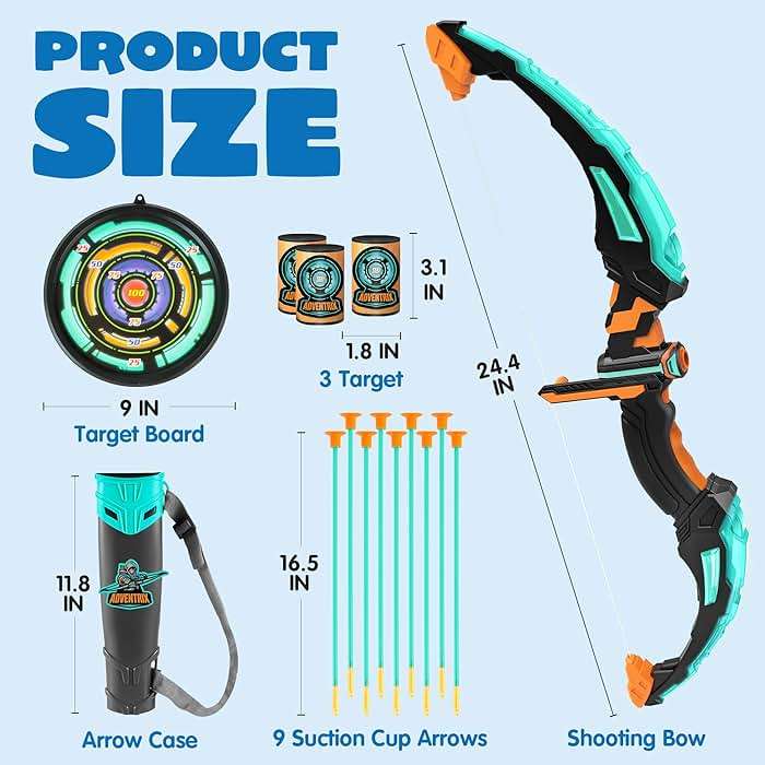 JOYIN Kids Bow and Arrow Set, LED Light Up Archery Toy Set with 9 Suction Cup Arrows, Target & Arrow Case, Indoor and Outdoor Hunting Play Gift Toys for Kids, Boys & Girls Ages 6-12 - Image 3