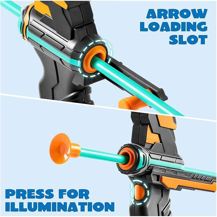 JOYIN Kids Bow and Arrow Set, LED Light Up Archery Toy Set with 9 Suction Cup Arrows, Target & Arrow Case, Indoor and Outdoor Hunting Play Gift Toys for Kids, Boys & Girls Ages 6-12 - Image 8