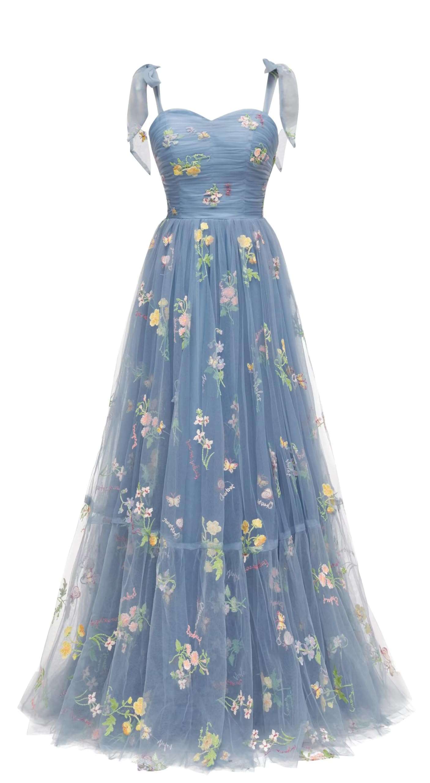 Prom Dresses for Women 2024 Puffy Sleeve Flower Embroidery Tulle Formal Gowns Homecoming Dresses - Image 1