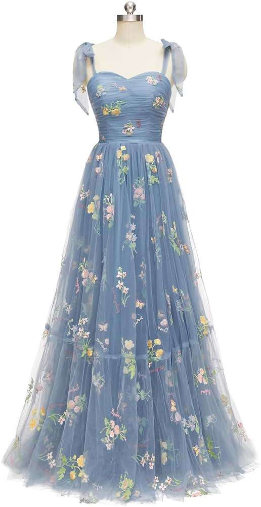 Prom Dresses for Women 2024 Puffy Sleeve Flower Embroidery Tulle Formal Gowns Homecoming Dresses - Image 2