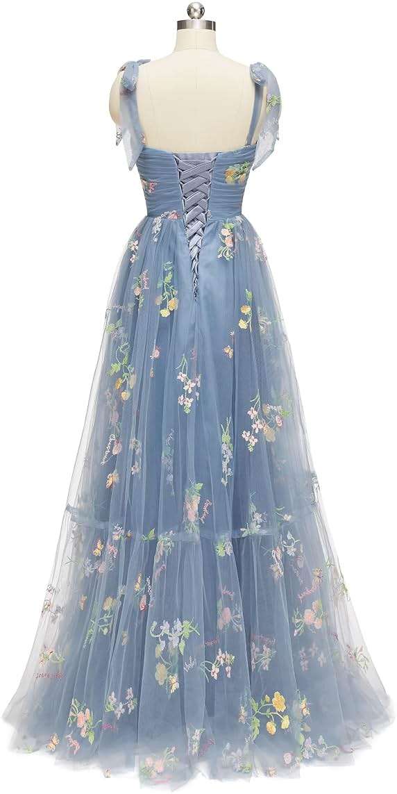 Prom Dresses for Women 2024 Puffy Sleeve Flower Embroidery Tulle Formal Gowns Homecoming Dresses - Image 3