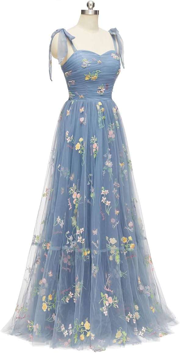 Prom Dresses for Women 2024 Puffy Sleeve Flower Embroidery Tulle Formal Gowns Homecoming Dresses - Image 4