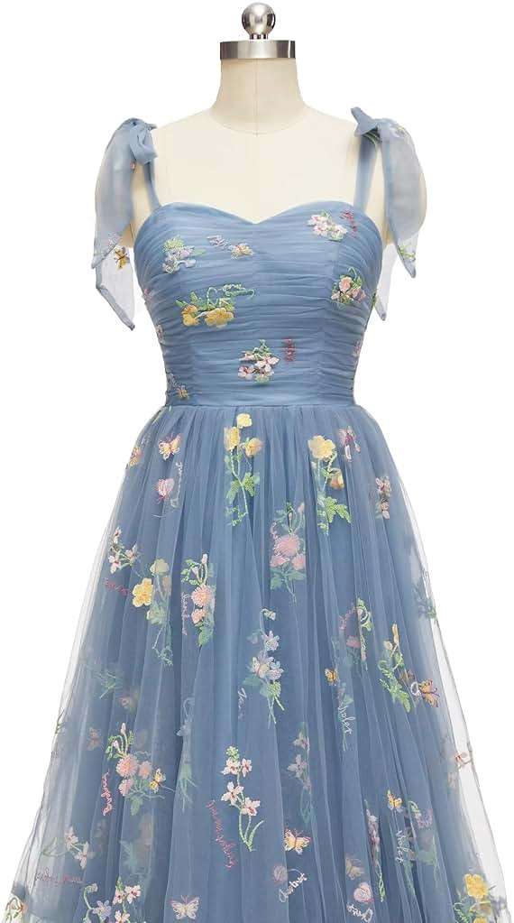 Prom Dresses for Women 2024 Puffy Sleeve Flower Embroidery Tulle Formal Gowns Homecoming Dresses - Image 5