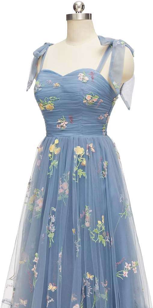 Prom Dresses for Women 2024 Puffy Sleeve Flower Embroidery Tulle Formal Gowns Homecoming Dresses - Image 6