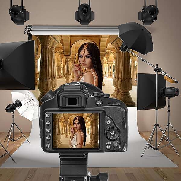 Baocicco 10x8ft Indian Buildings Backdrops for Photography Arch Doors Jaipur City Interior Scene Photography Background Indian Style Wedding Ceremony Diwali Festival Tour Holiday Relic Photo Studio - Image 2