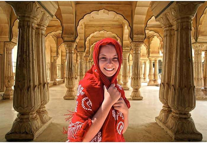 Baocicco 10x8ft Indian Buildings Backdrops for Photography Arch Doors Jaipur City Interior Scene Photography Background Indian Style Wedding Ceremony Diwali Festival Tour Holiday Relic Photo Studio - Image 3