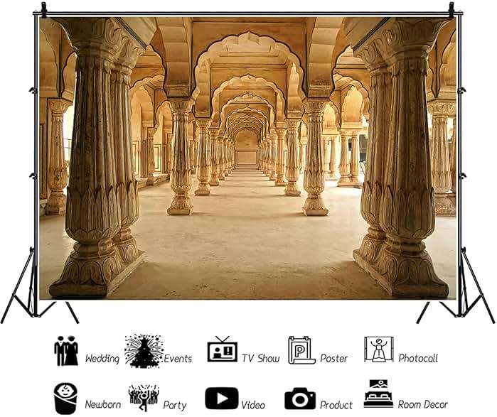 Baocicco 10x8ft Indian Buildings Backdrops for Photography Arch Doors Jaipur City Interior Scene Photography Background Indian Style Wedding Ceremony Diwali Festival Tour Holiday Relic Photo Studio - Image 6