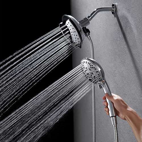 Shower Head with Handheld High Pressure: INAVAMZ Hand Held Shower Head & Rain Shower Head 2-IN-1 Shower Head with 59" Rotatable Stainless Steel Hose, Shower Trim Systems - Image 4